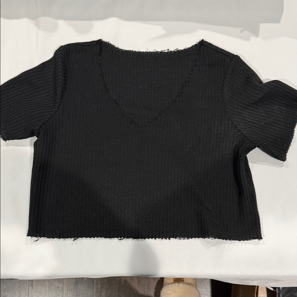 Shrub Black V-Neck Women's crop top.
